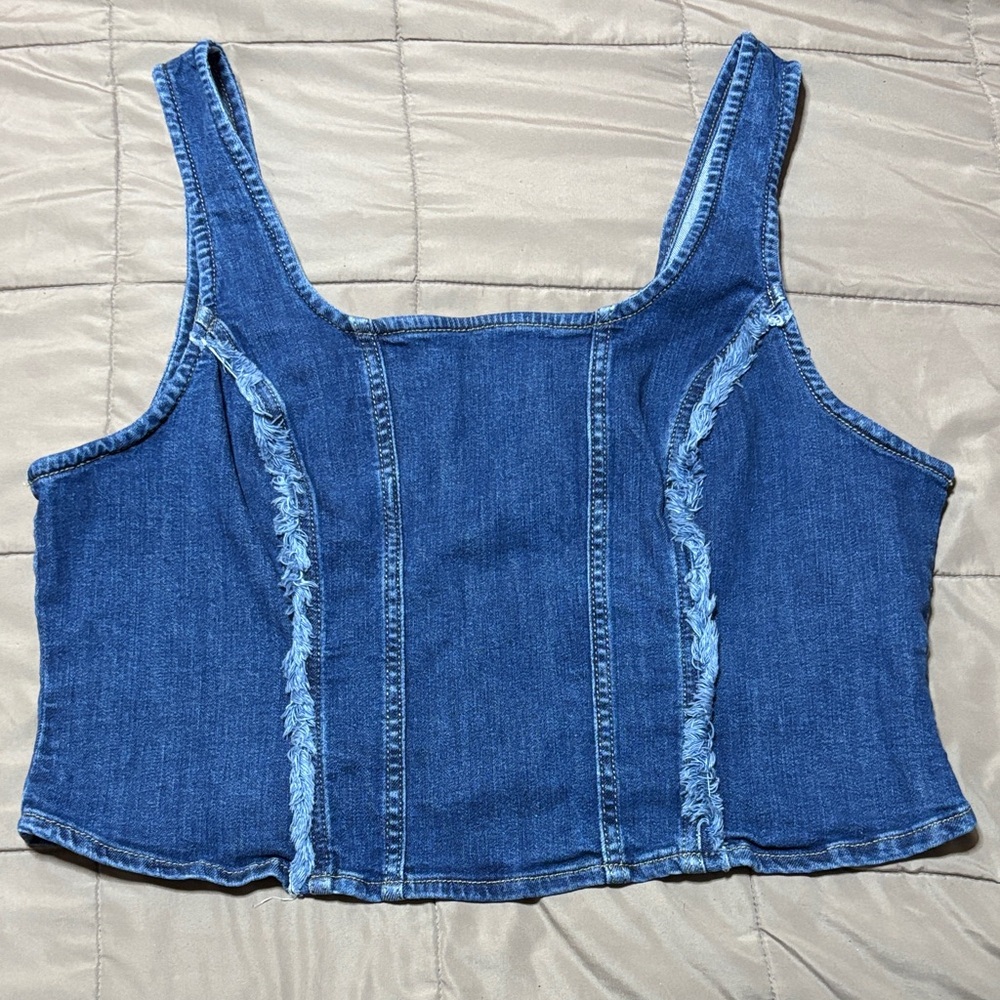 Lee Women's Heritage Denim Zipper Back Top XL